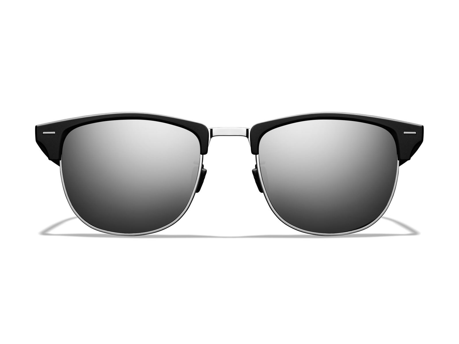 Retro Browline Sunglasses | Streetwear Inspired Black & Silver Shades Authentic Vintage 90s Black Small Browline Frame Sunglasses  main image 3