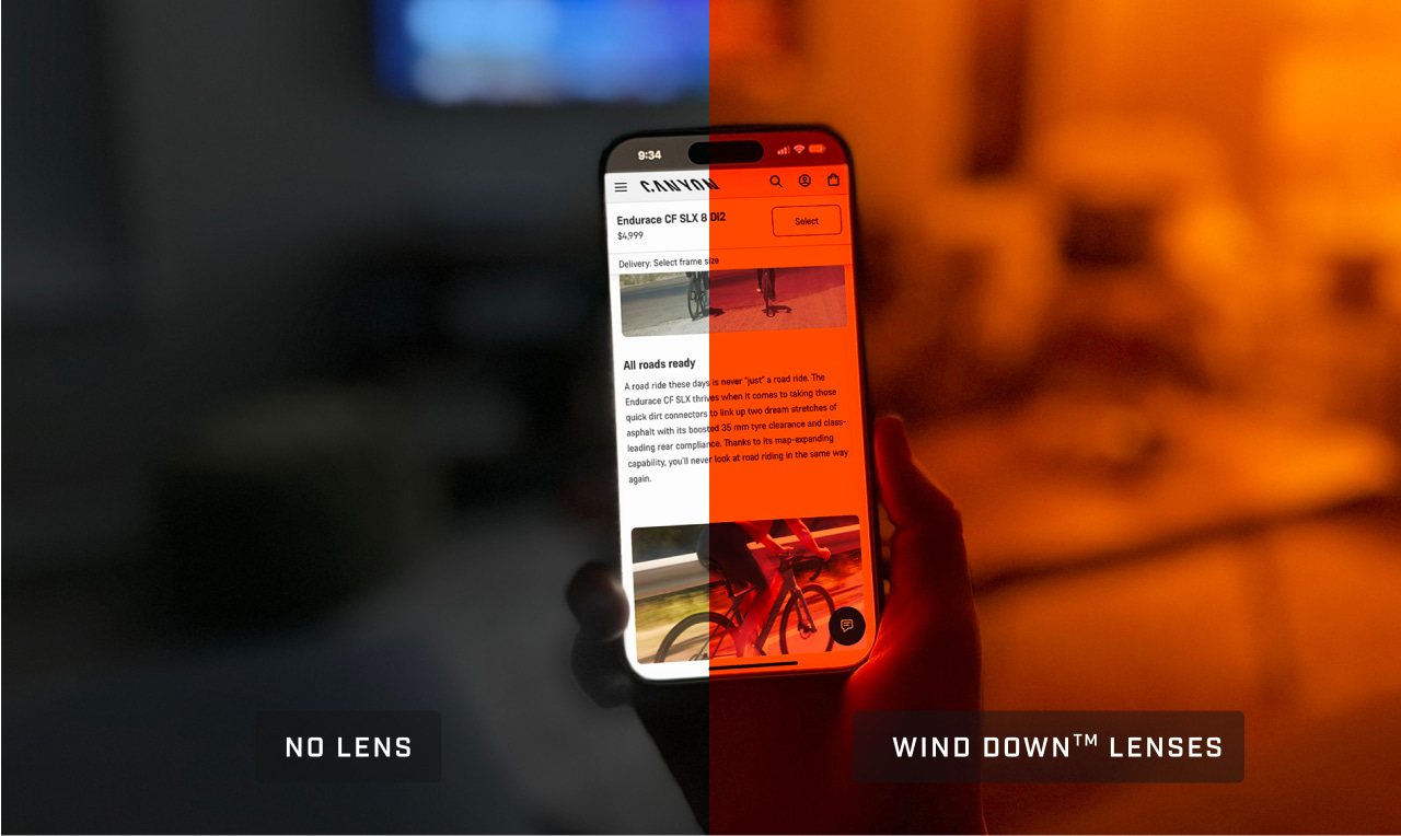 Ảnh so s&aacute;nh chia đ&ocirc;i điện thoại khi c&oacute; v&agrave; kh&ocirc;ng c&oacute; tr&ograve;ng Wind Down&trade;.