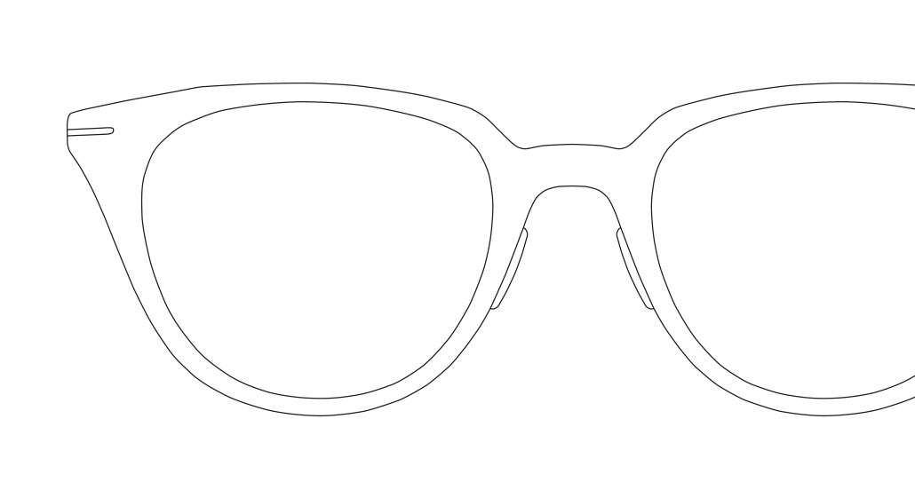 An outline of the Lola frame showing the three different nose pad sizes
