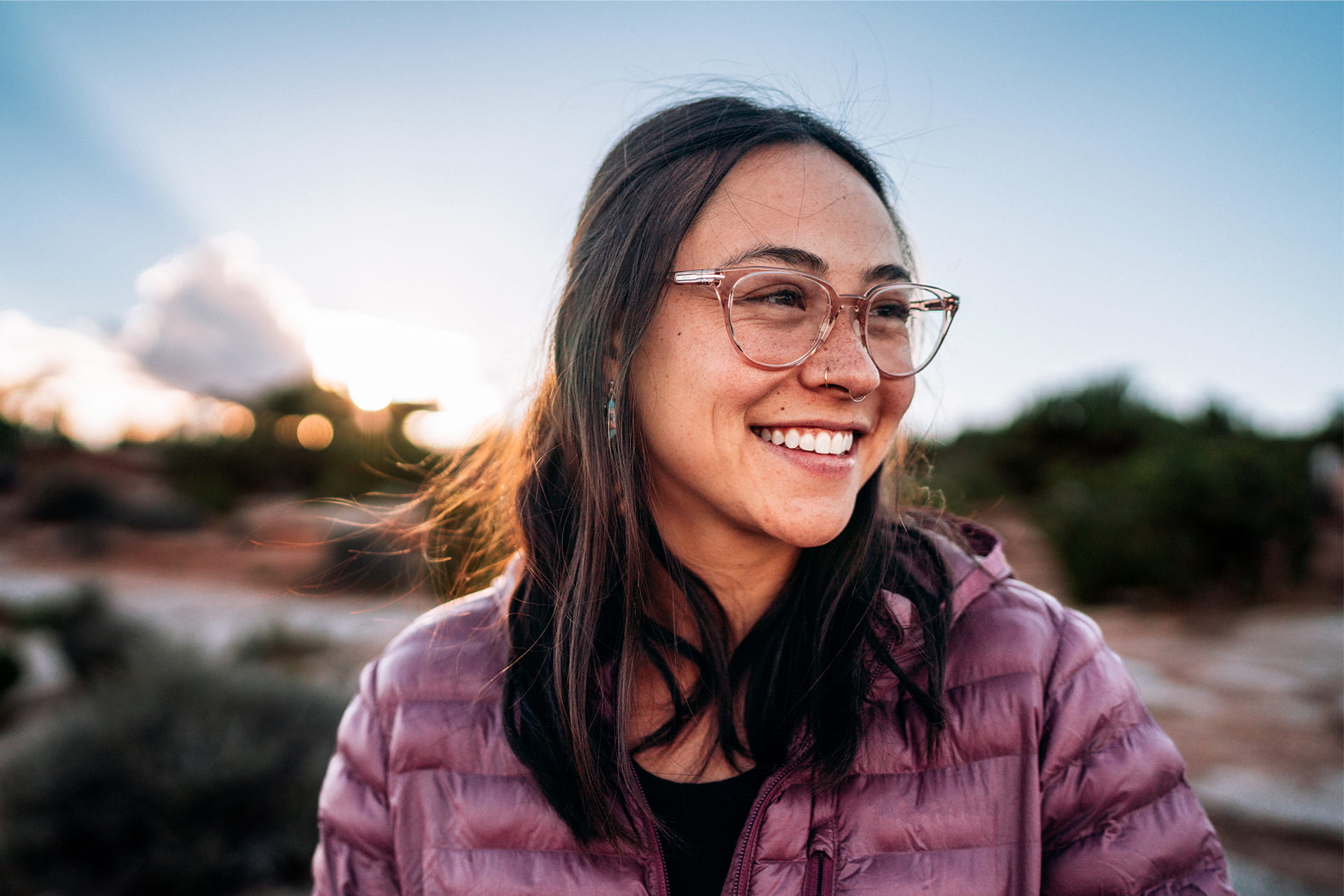 Person wearing Lola prescription eyeglasses