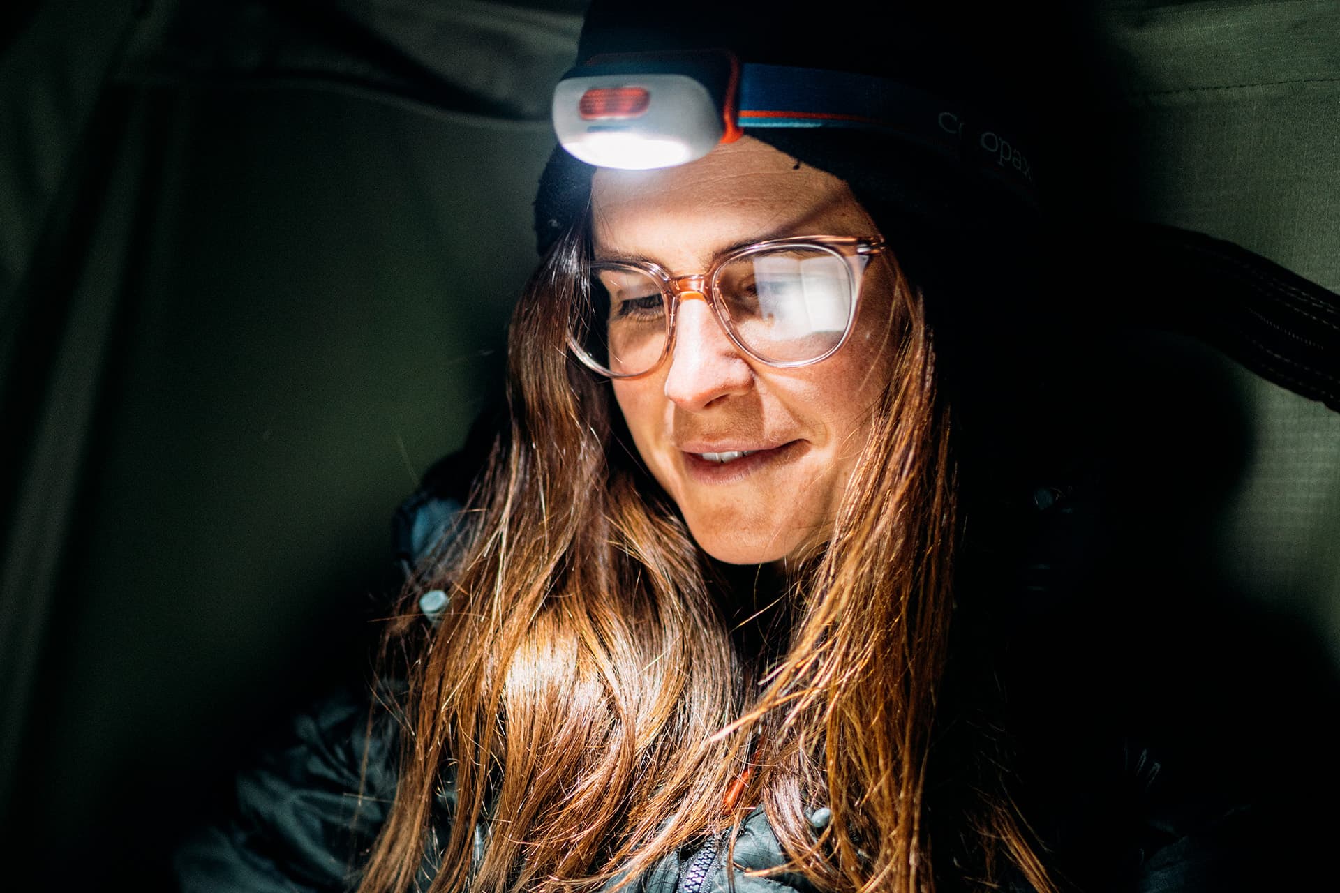 Camper wearing Lola prescription eyeglasses