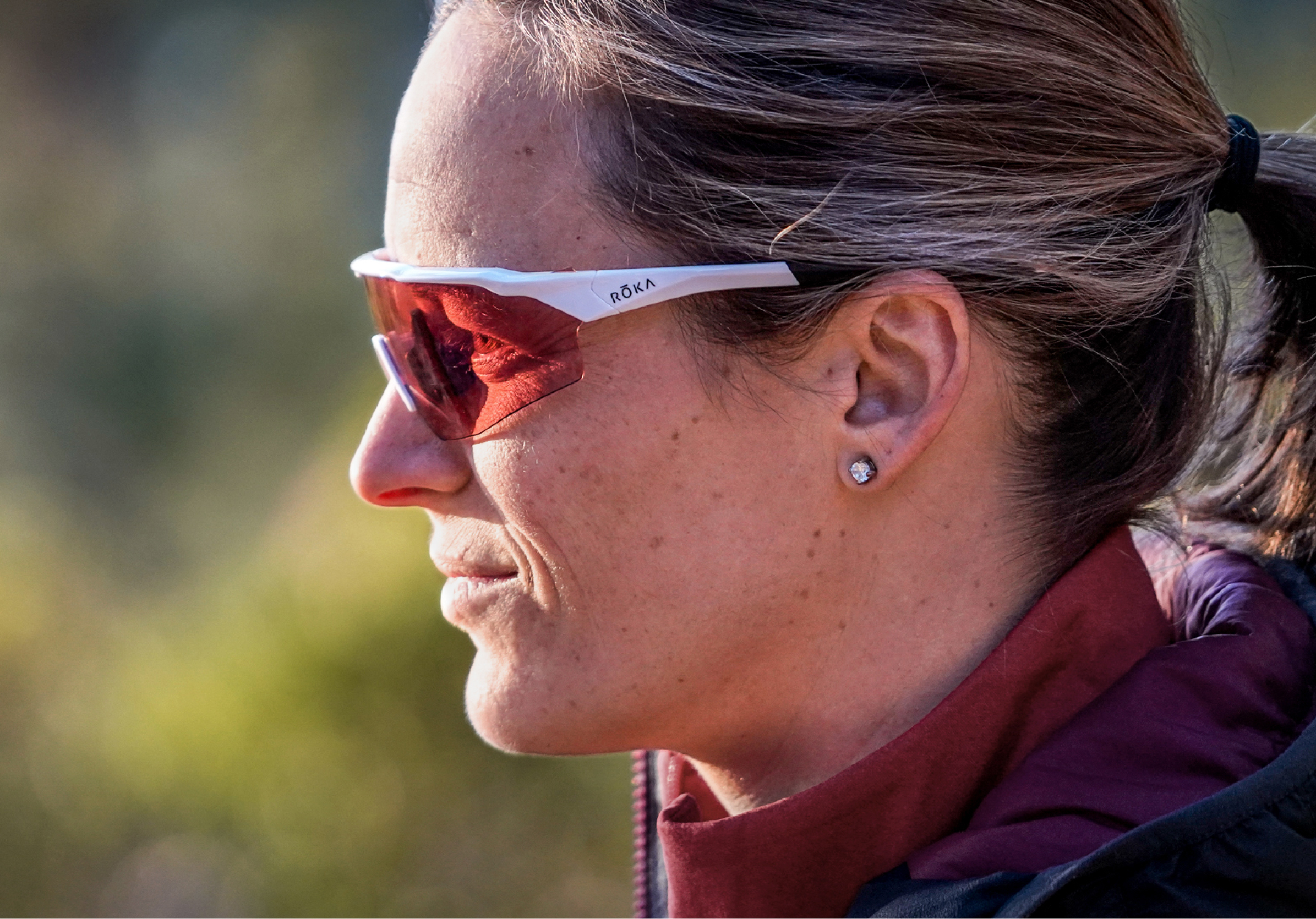 Side profile of woman wearing SR-1X sunglasses