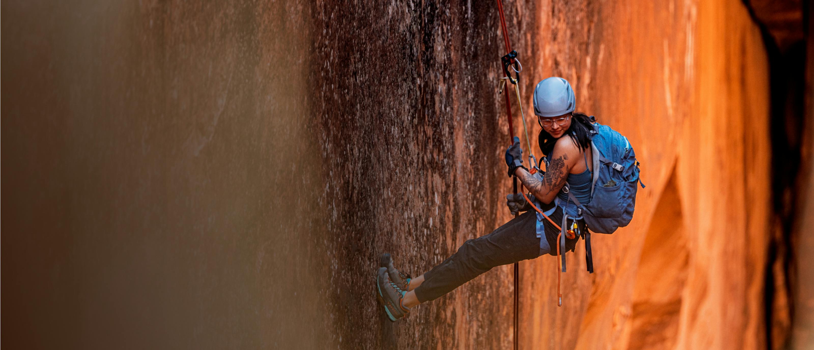 Woman cliffside wearing Oslo Eyeglasses