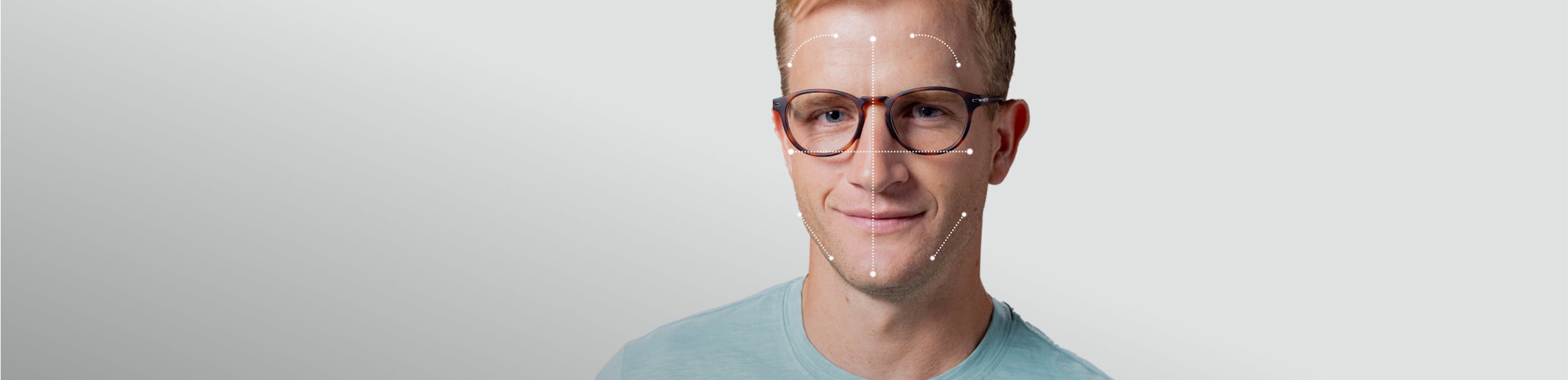 Man in teal shirt wearing Oslo eyeglasses