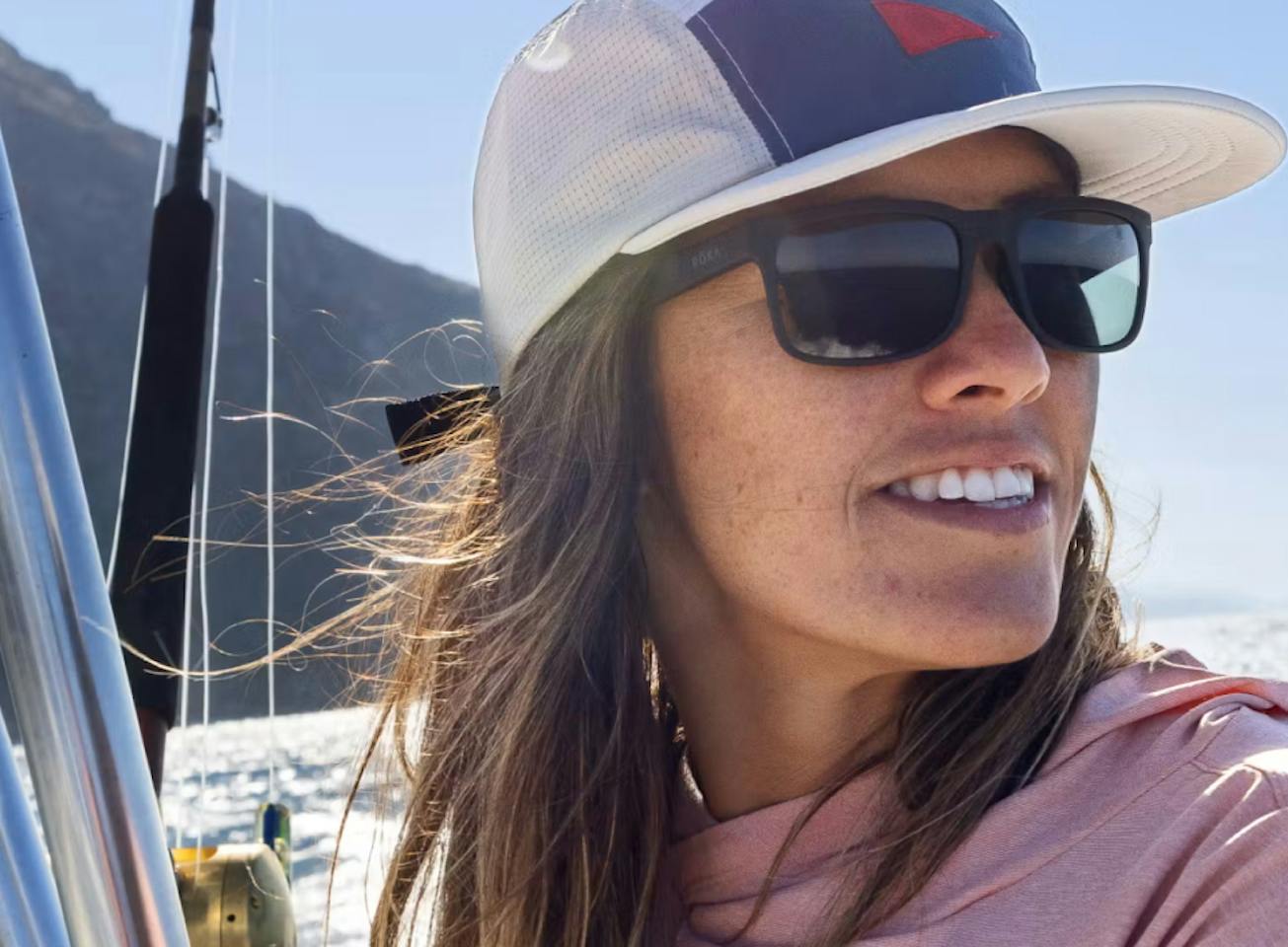 Woman wearing black ROKA sunglasses