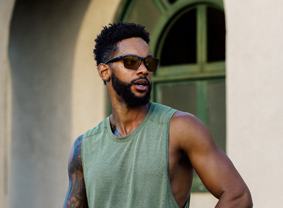 Man working out wearing Barton sunglasses