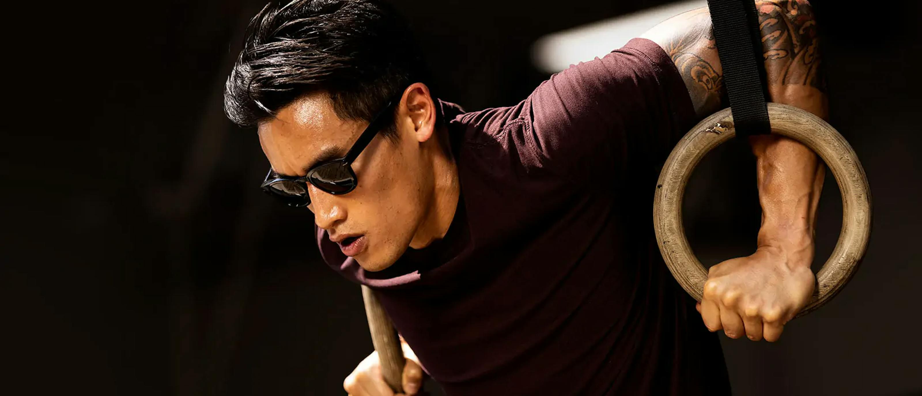 Man working out wearing Hamilton sunglasses
