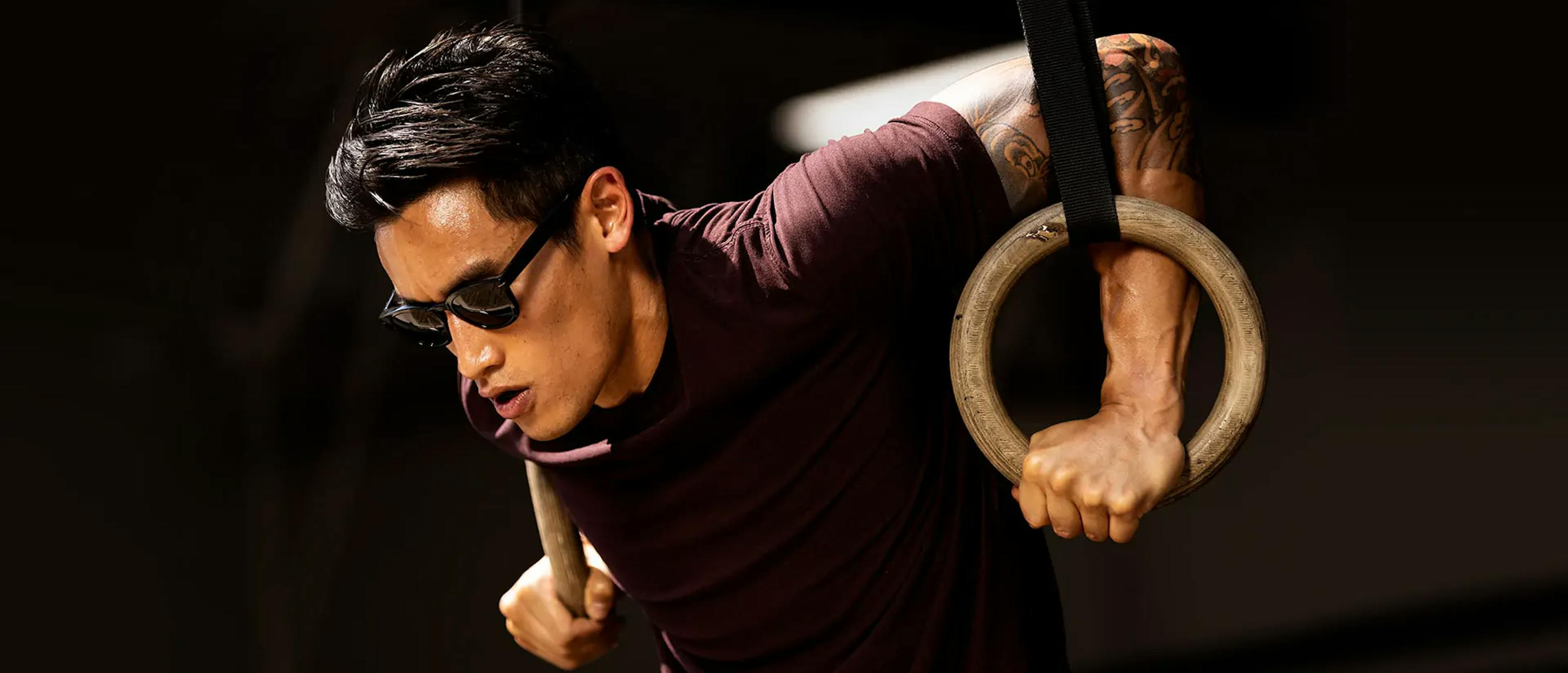 Man working out wearing Hamilton sunglasses