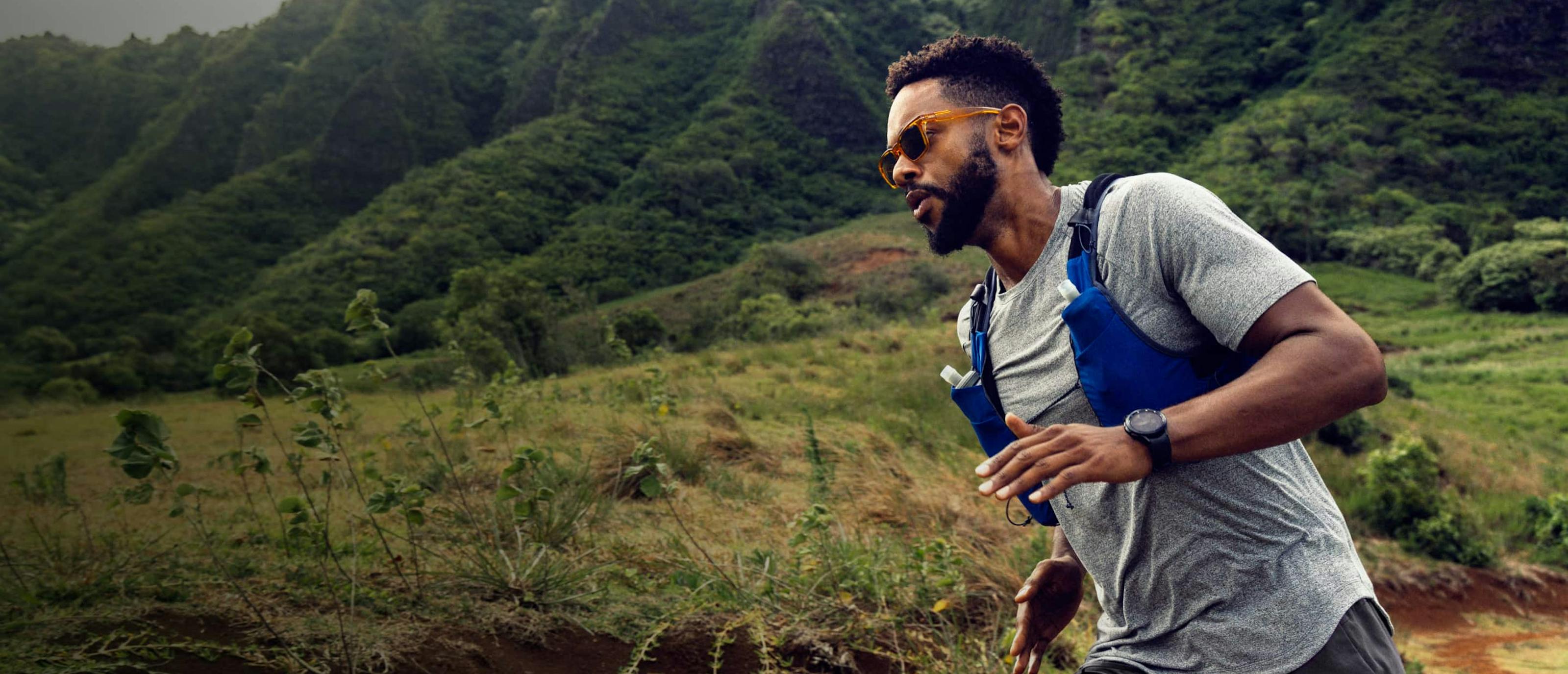 Man running wearing Lockhart sunglasses