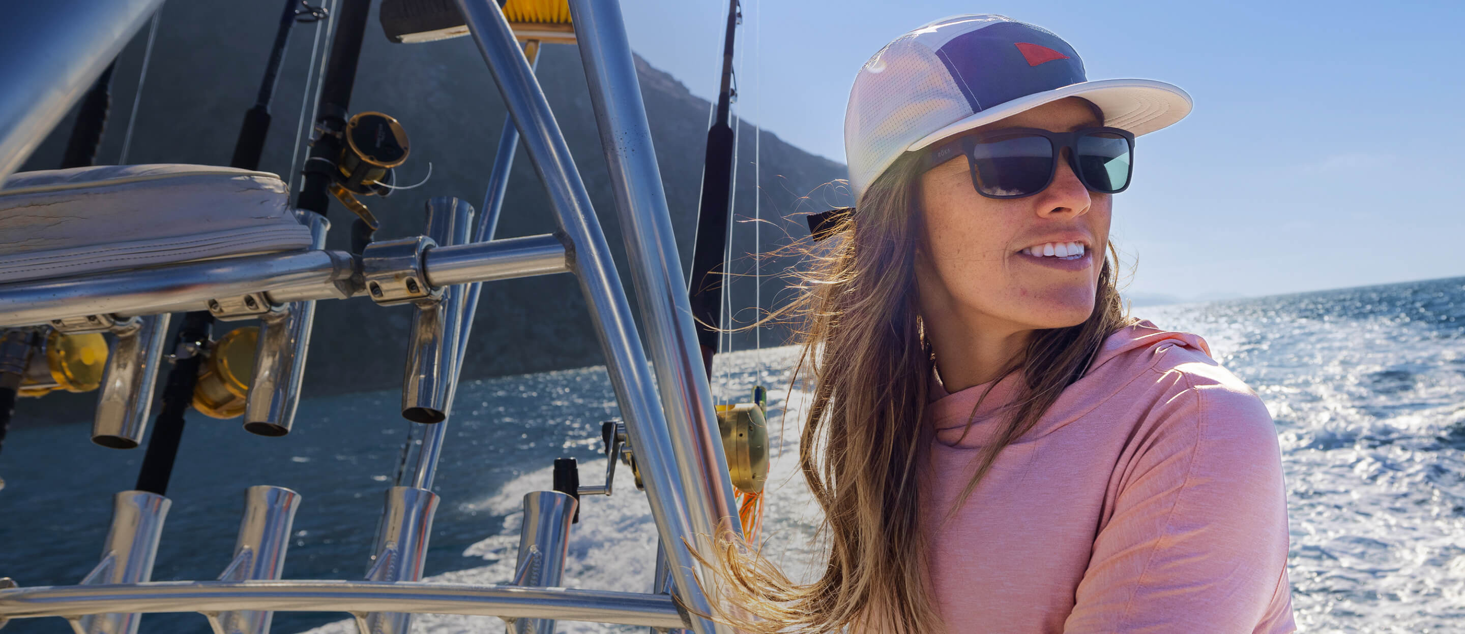 Woman on boat in Braker Sunglasses