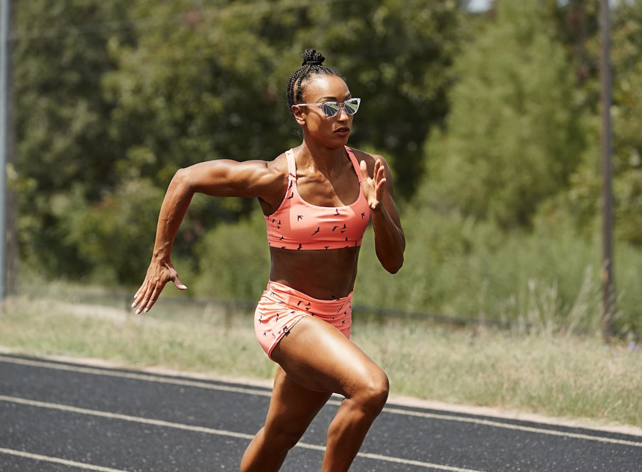 Woman running wearing Lola sunglasses