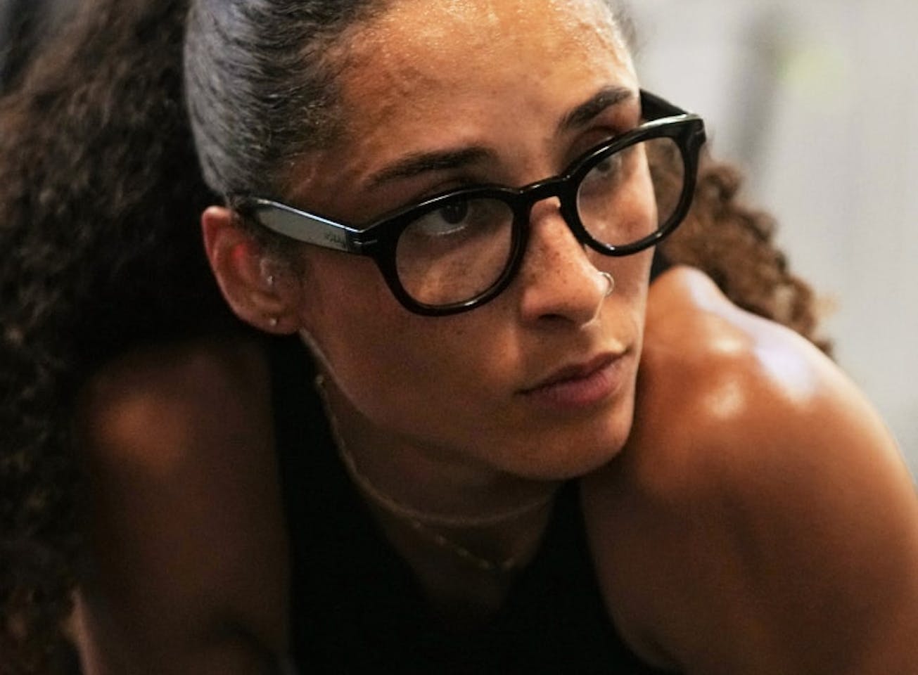 Woman wearing Hamilton eyeglasses