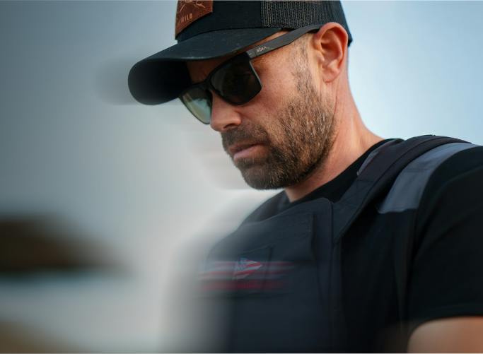 Man wearing ROKA protective eyewear