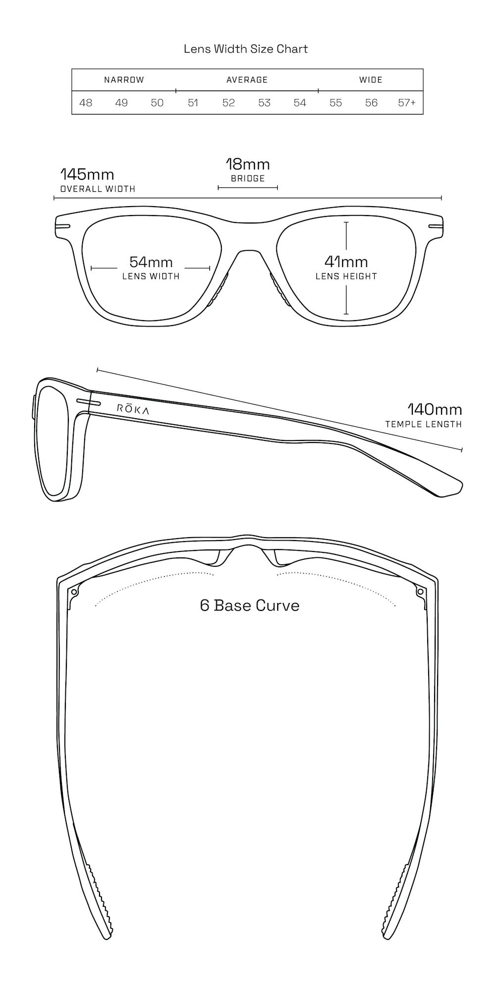 Temple Length Sunglasses Lens Height Standard Lens Height Glasses