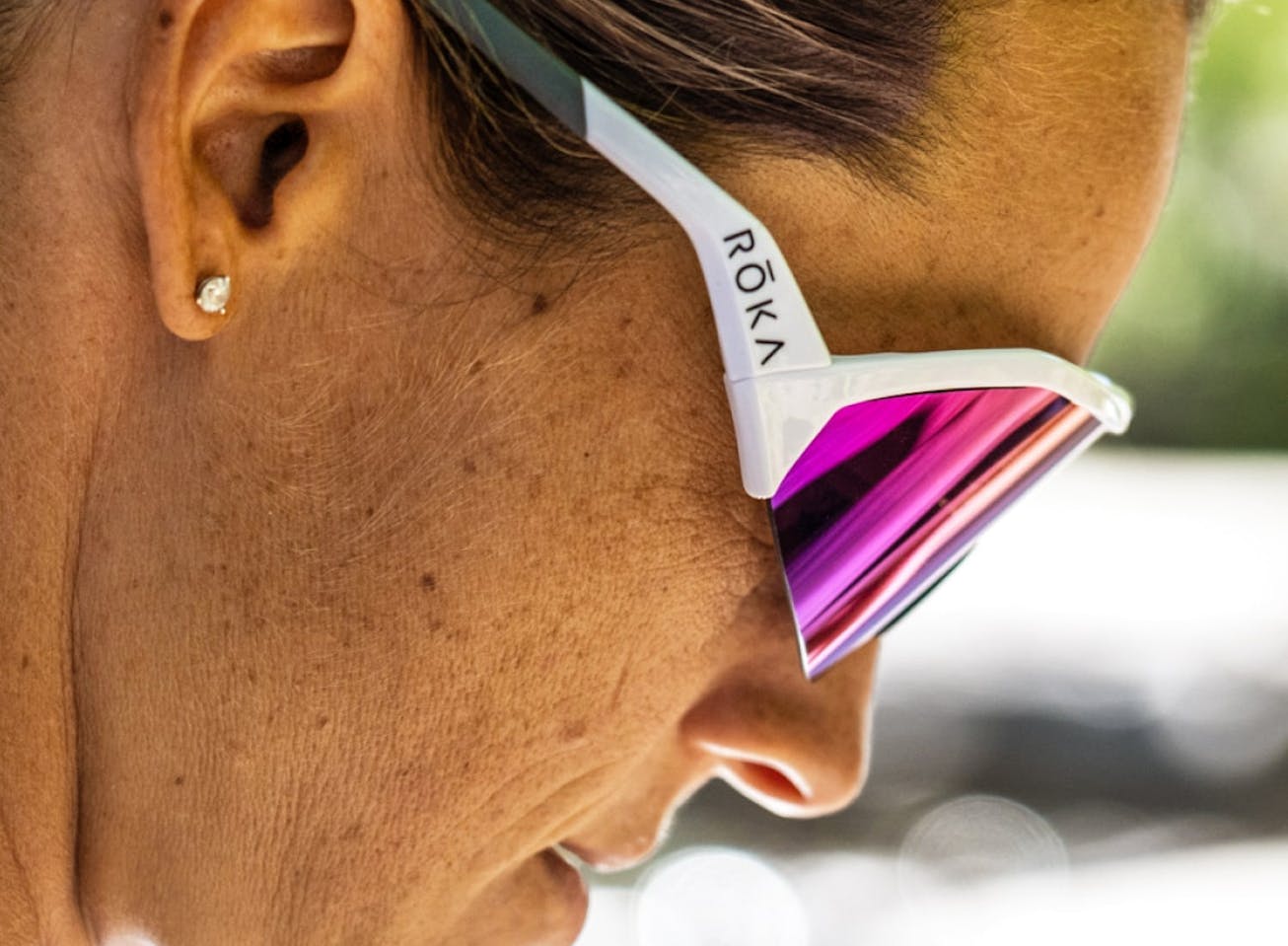Woman looking down in Matador AIR sunglasses