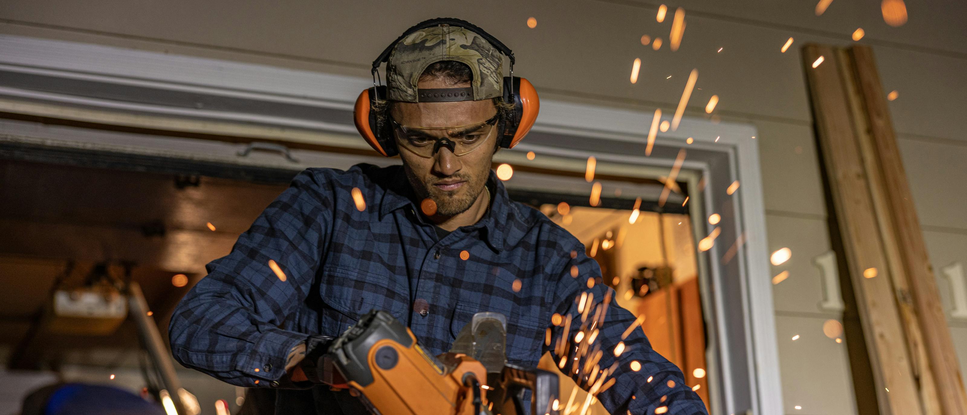 Man welding in ROKA sunglasses
