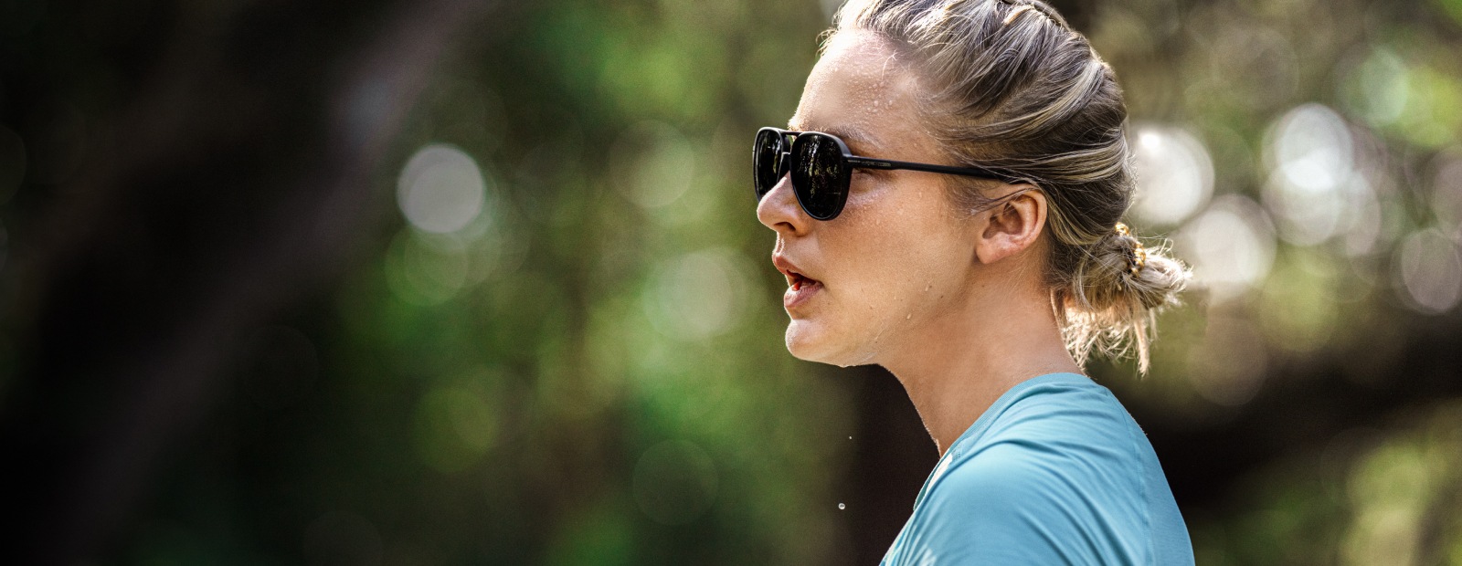 Woman sweating in Havana sunglasses