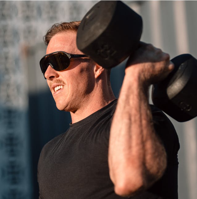Crossfit athlete wearing ROKA sunglasses