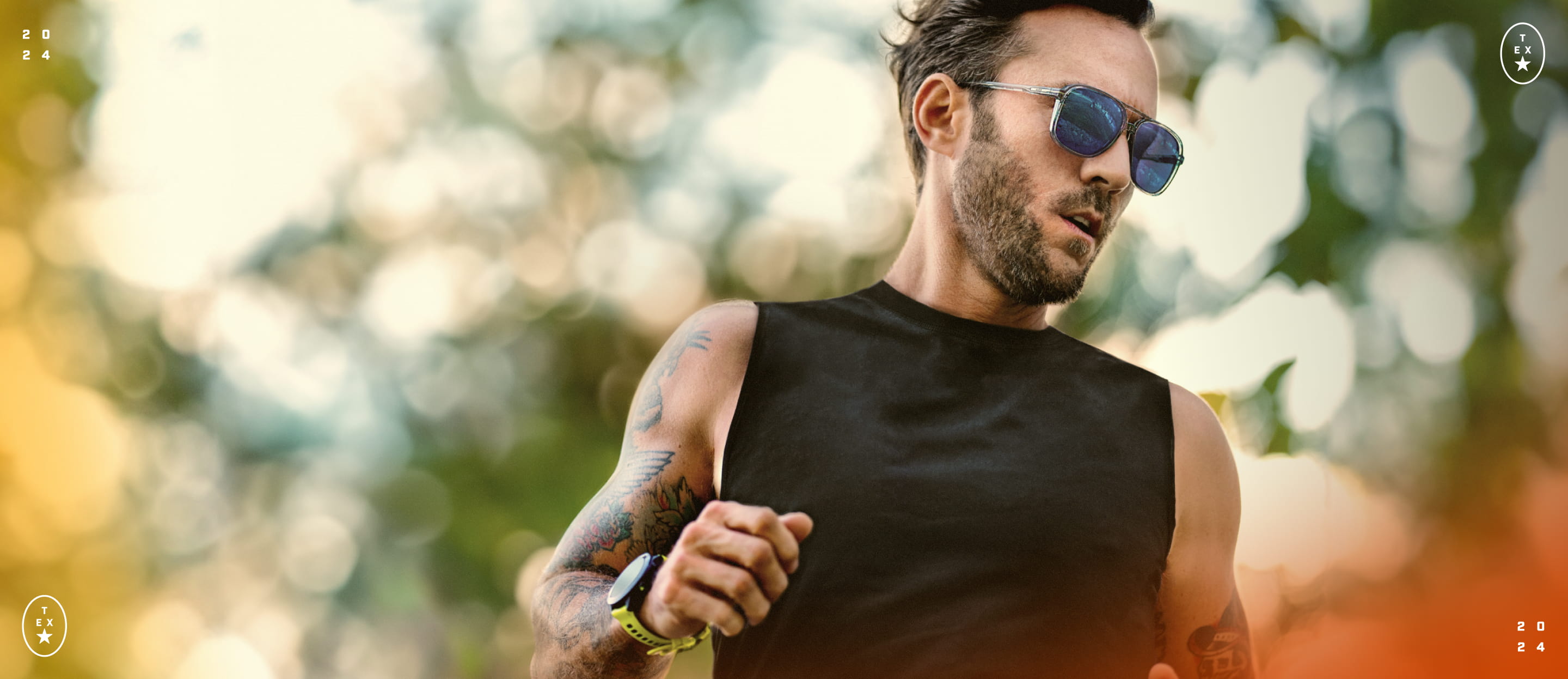 Man running wearing Bandera sunglasses