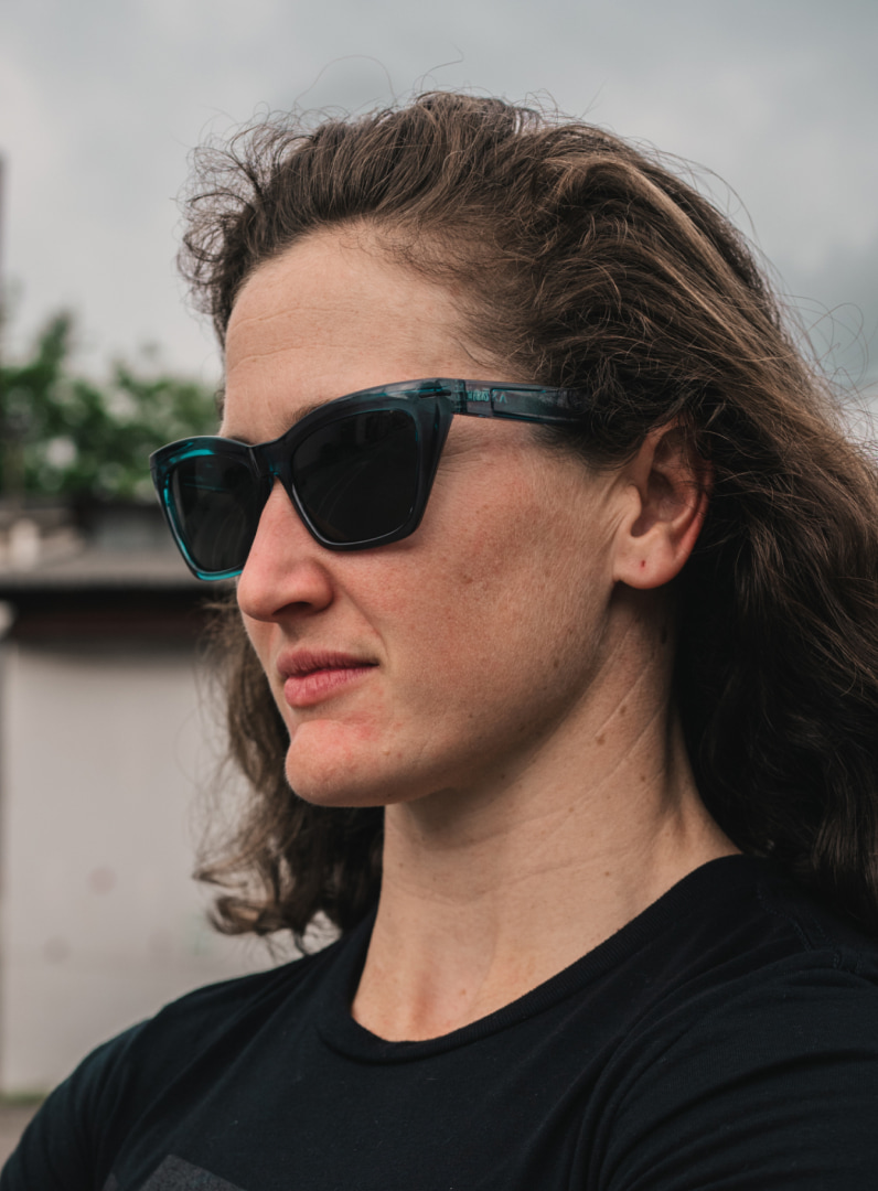 Woman side profile wearing Marfa sunglasses