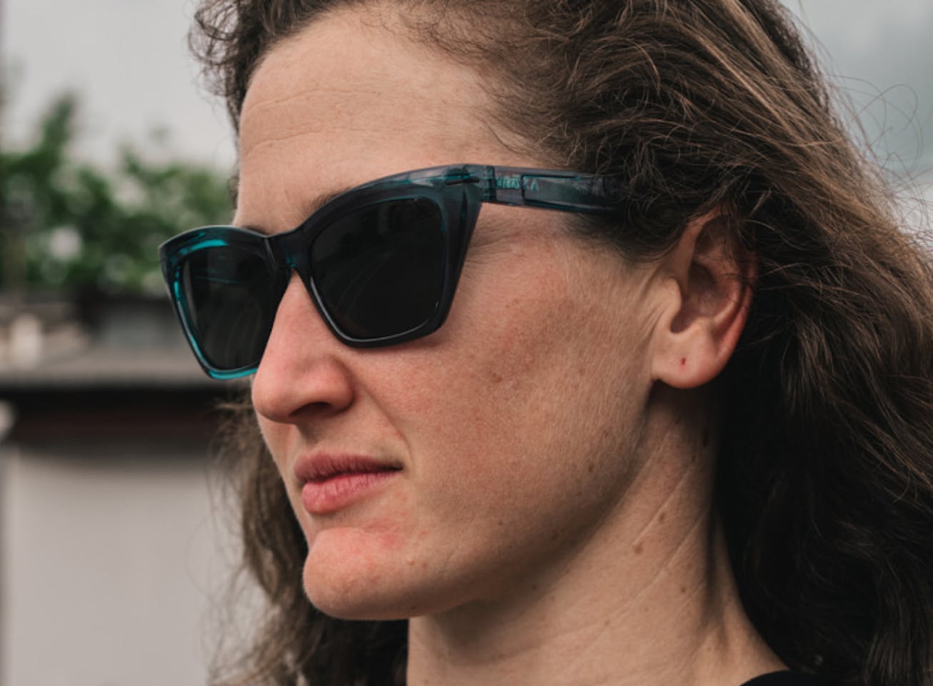 Woman side profile wearing Marfa sunglasses