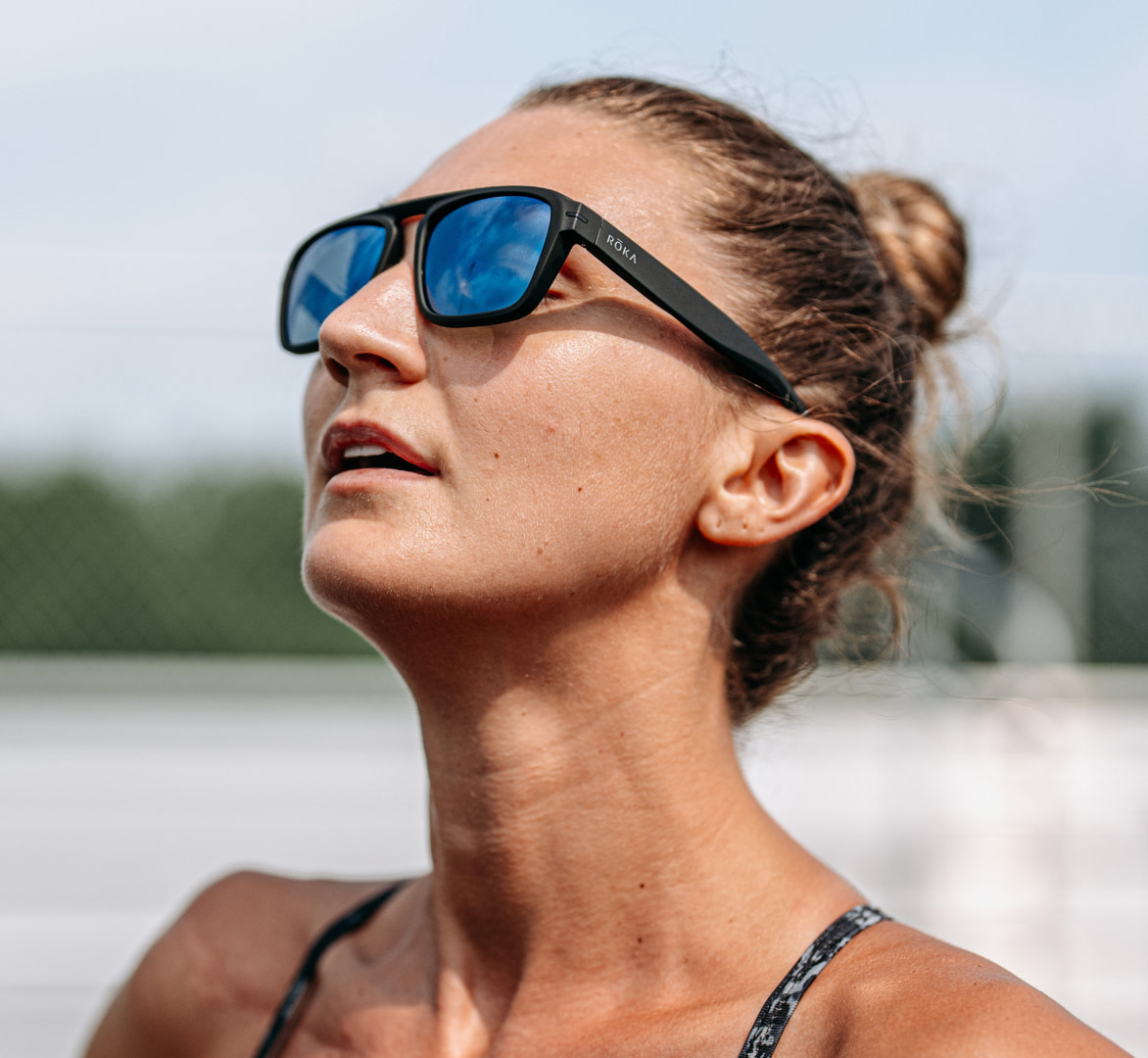 Woman looking up wearing Estacado sunglasses