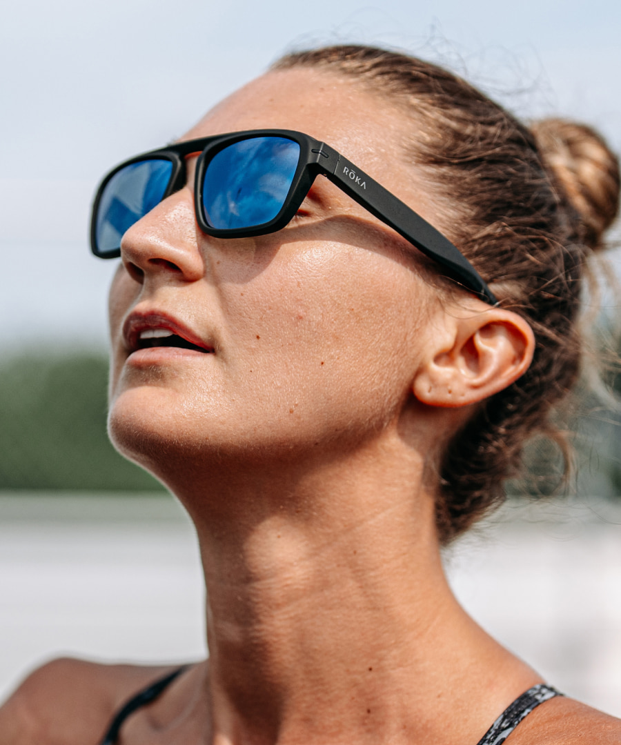 Woman looking up wearing Estacado sunglasses