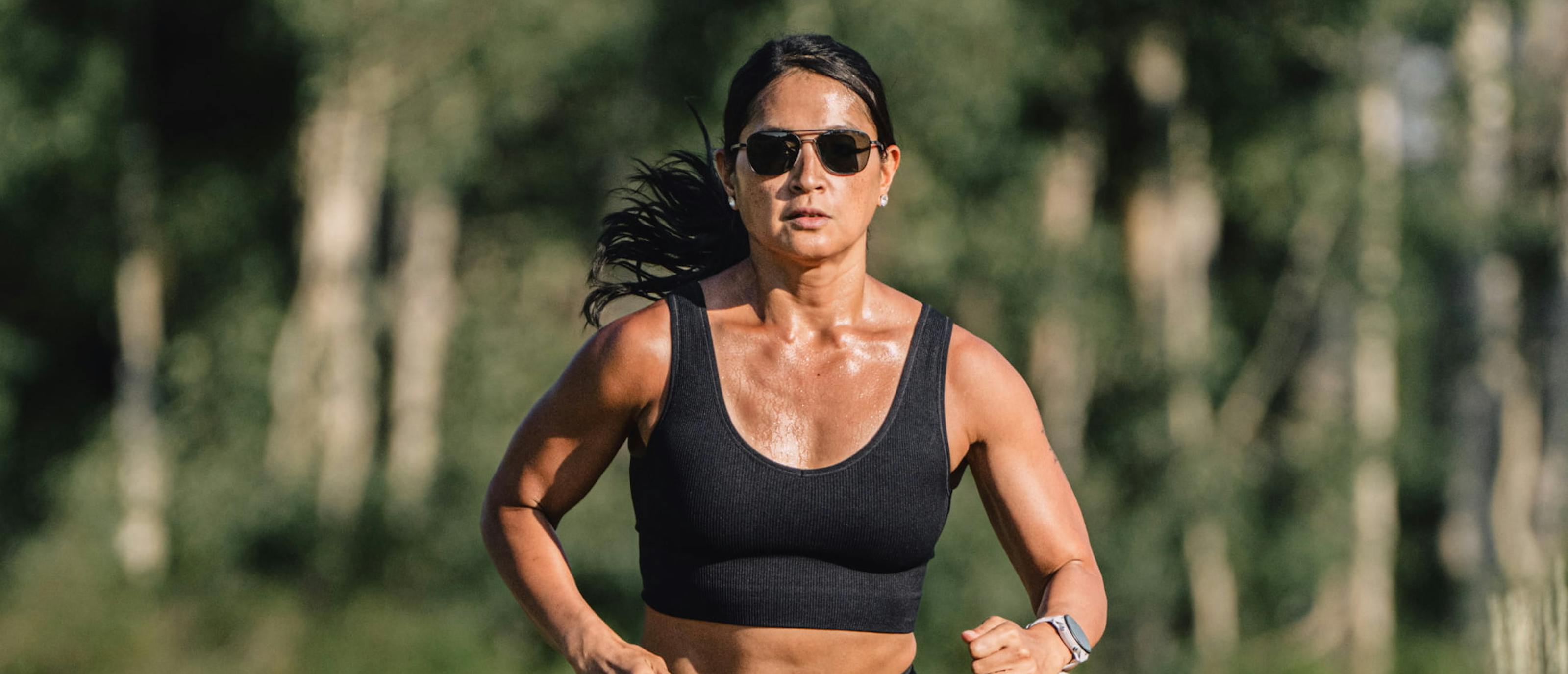 Woman running wearing Falcon sunglasses