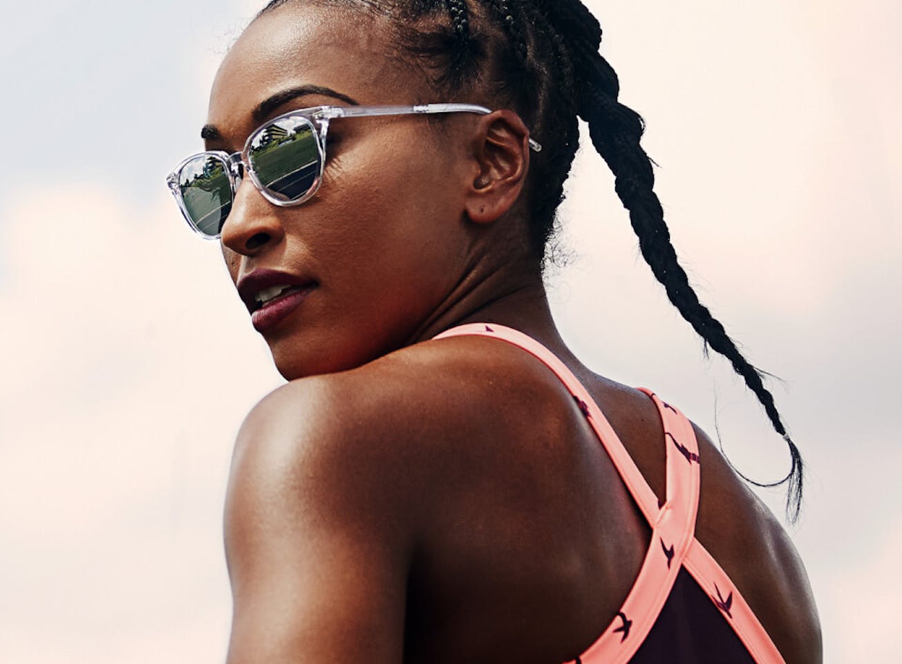 Woman with silver Lola Sunglasses