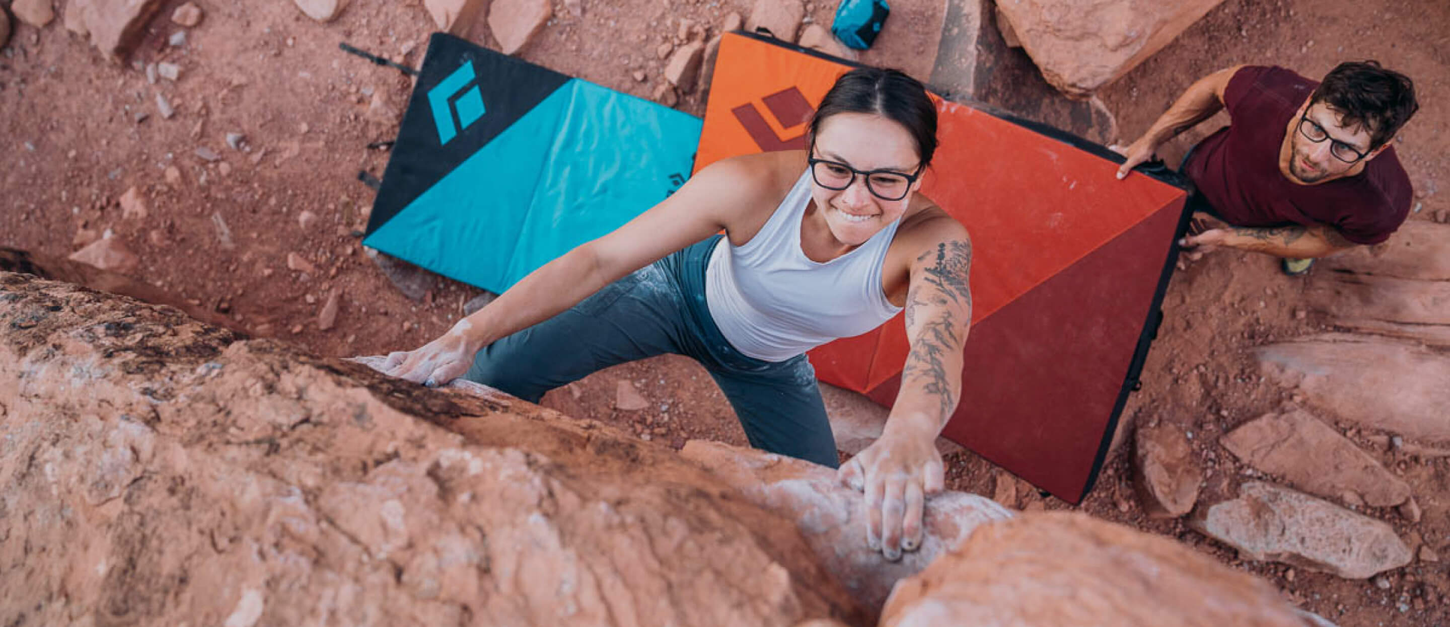Women bouldering in Rory Eyeglasses