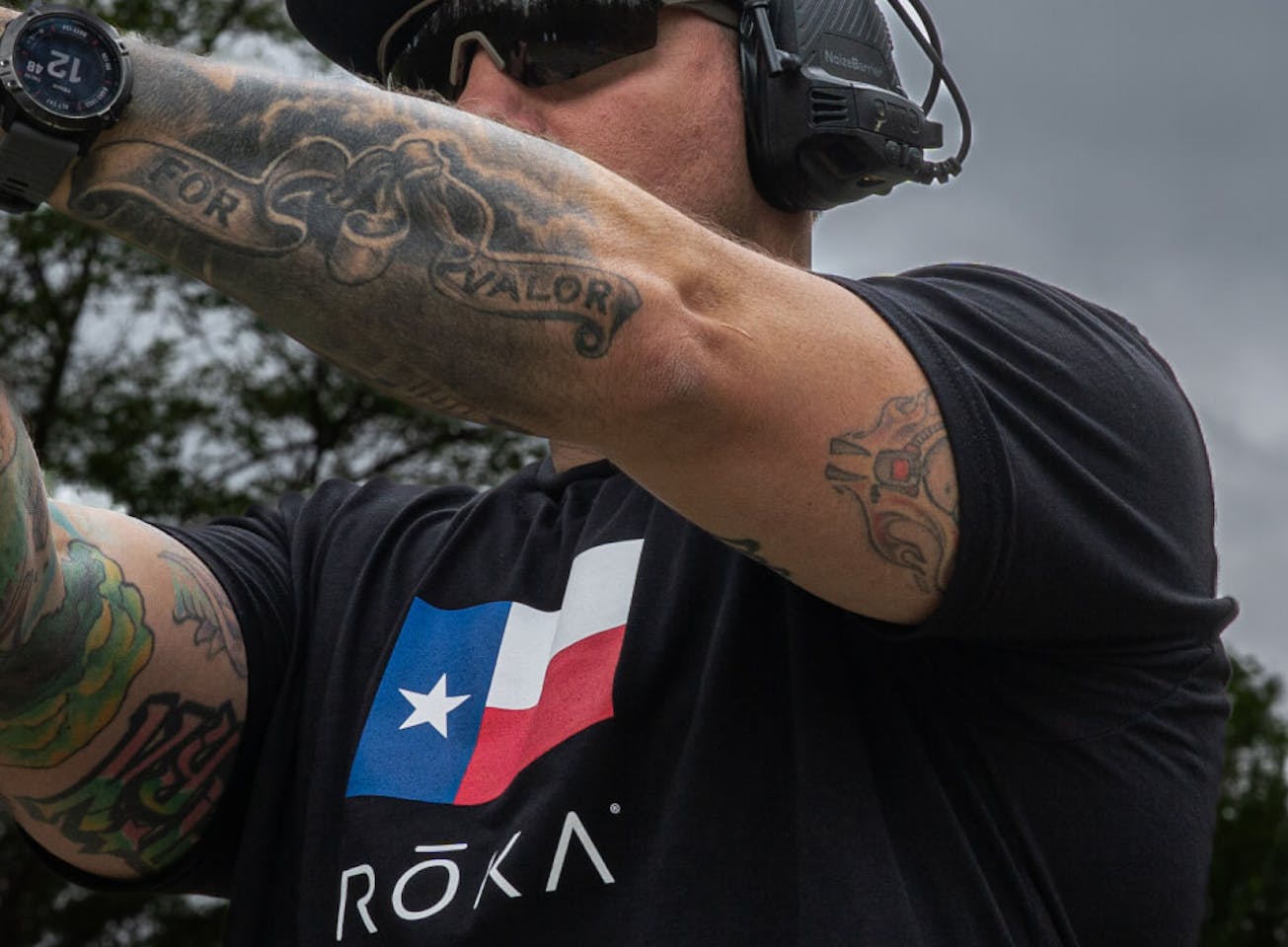 Man in Texas Flag ROKA Shirt