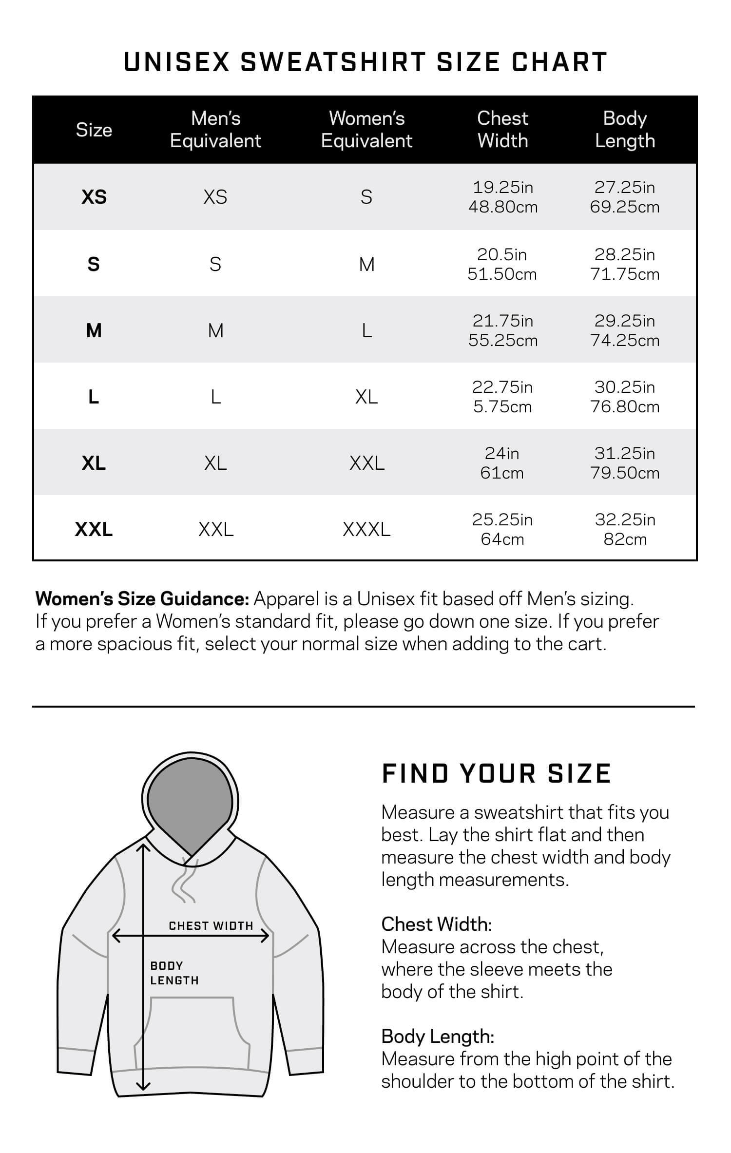 Unisex Sweatshirt Size Chart Us Core Crew Sweatshirt ROKA