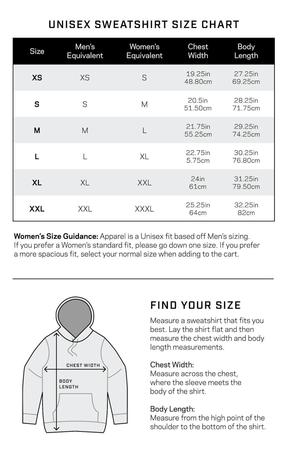 Unisex Sweatshirt Size Chart Us Core Crew Sweatshirt ROKA