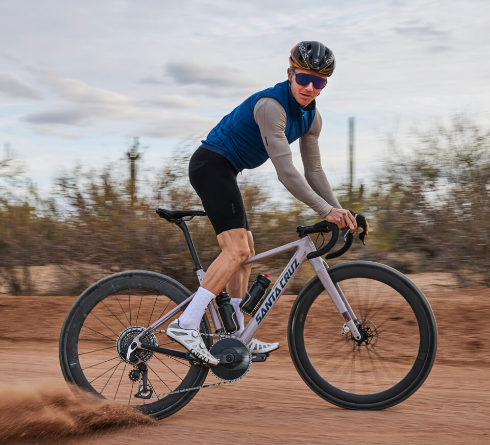 Man biking in desert