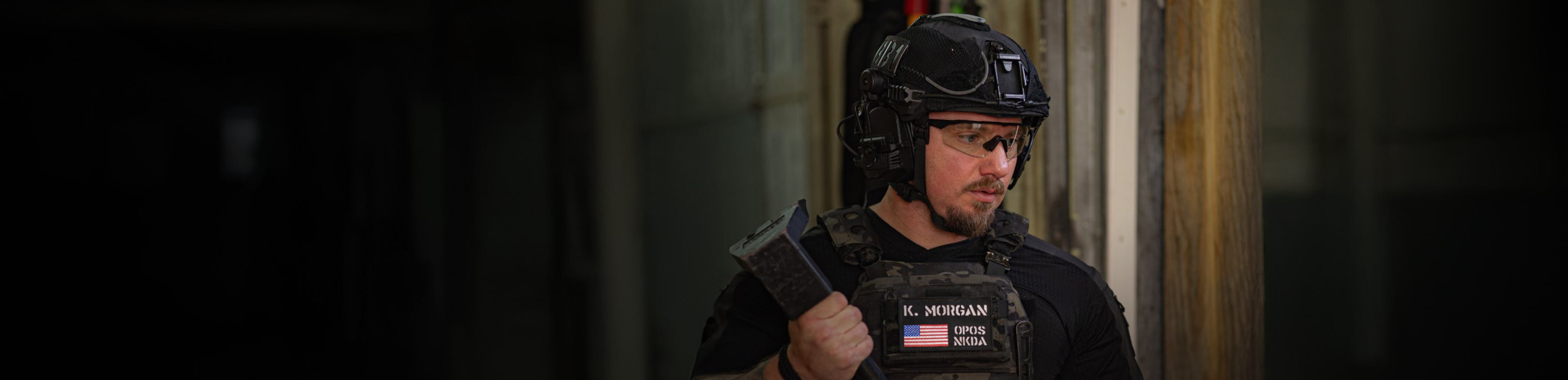 Man in tactical gear and ROKA tactical glasses