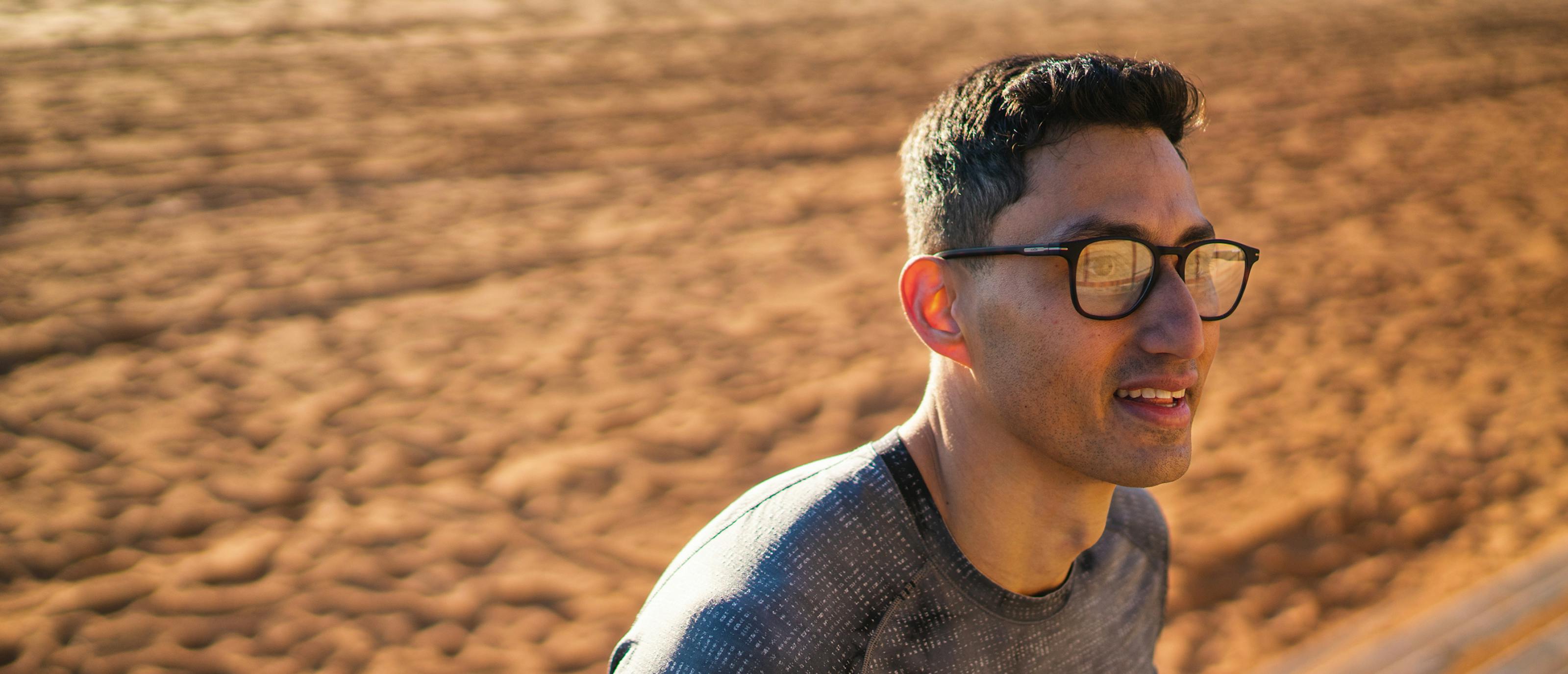 Man wearing Hunter eyeglasses