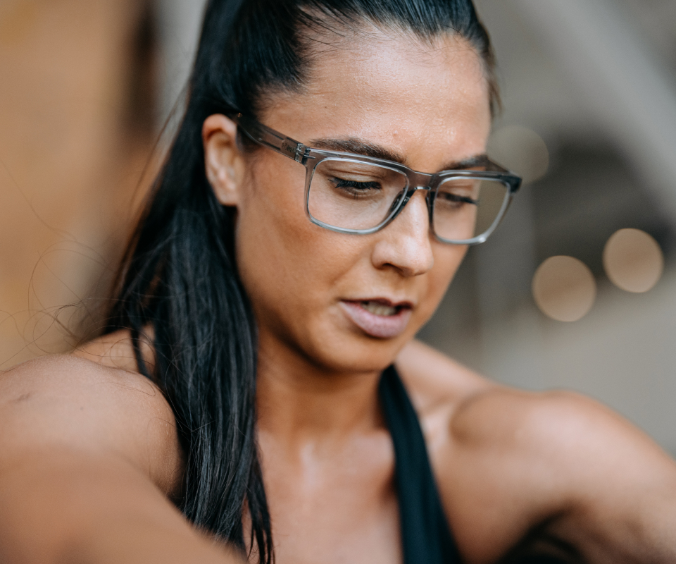 Woman wearing Barton eyeglasses