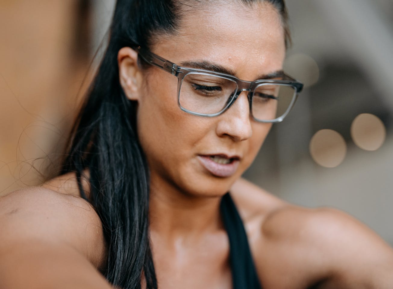 Woman wearing Barton eyeglasses