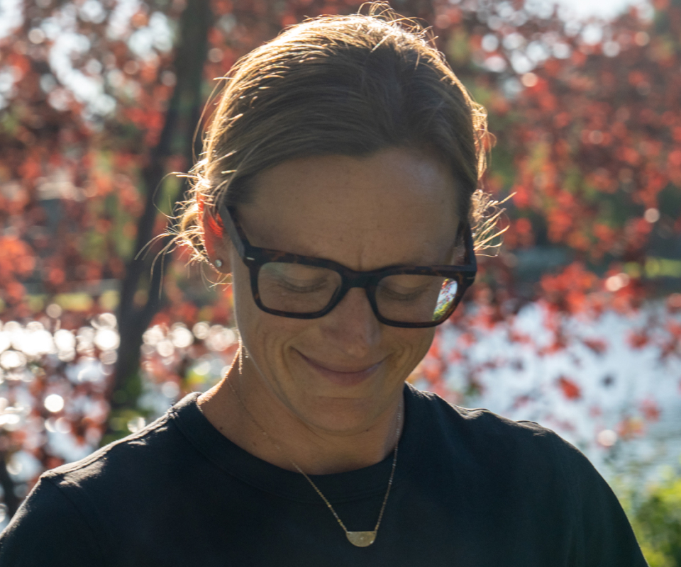 Woman smiling wearing Lockhart eyeglasses