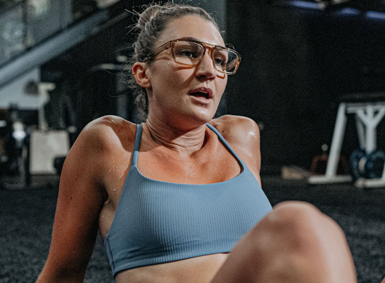Woman resting wearing Estacado eyeglasses