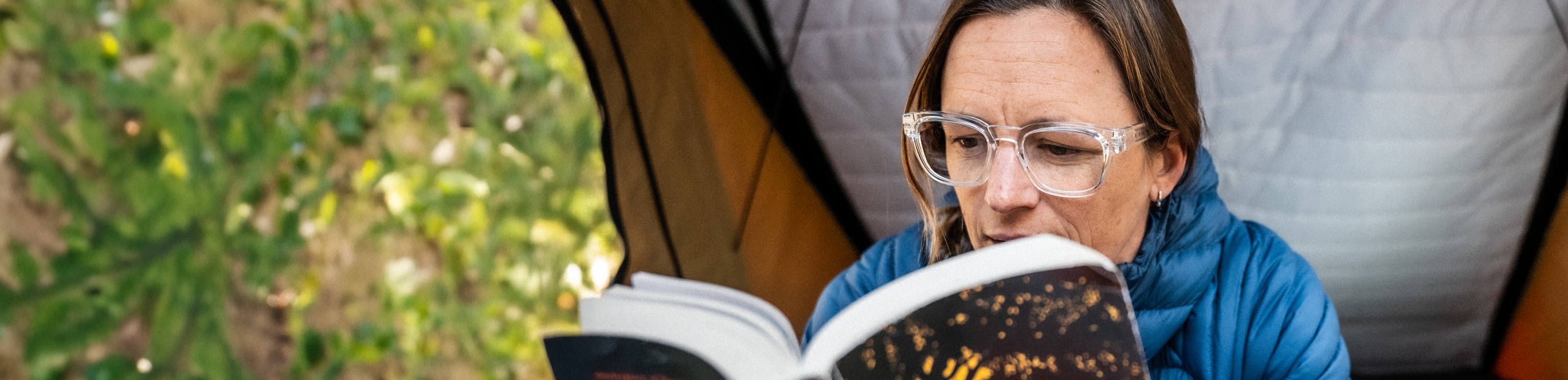 Woman reading in Jackson eyeglasses