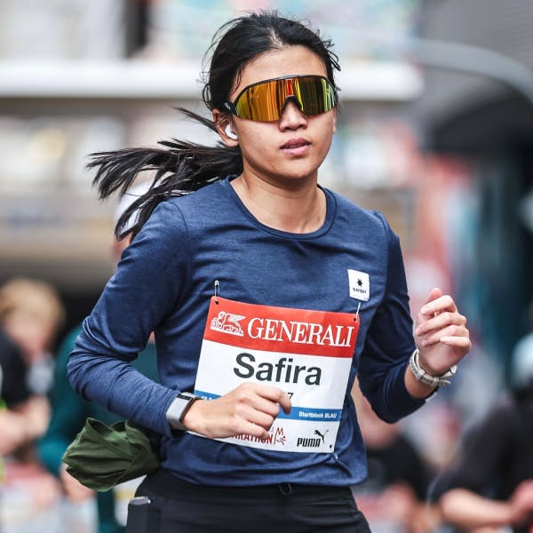 Woman running in Matador AIR sunglasses