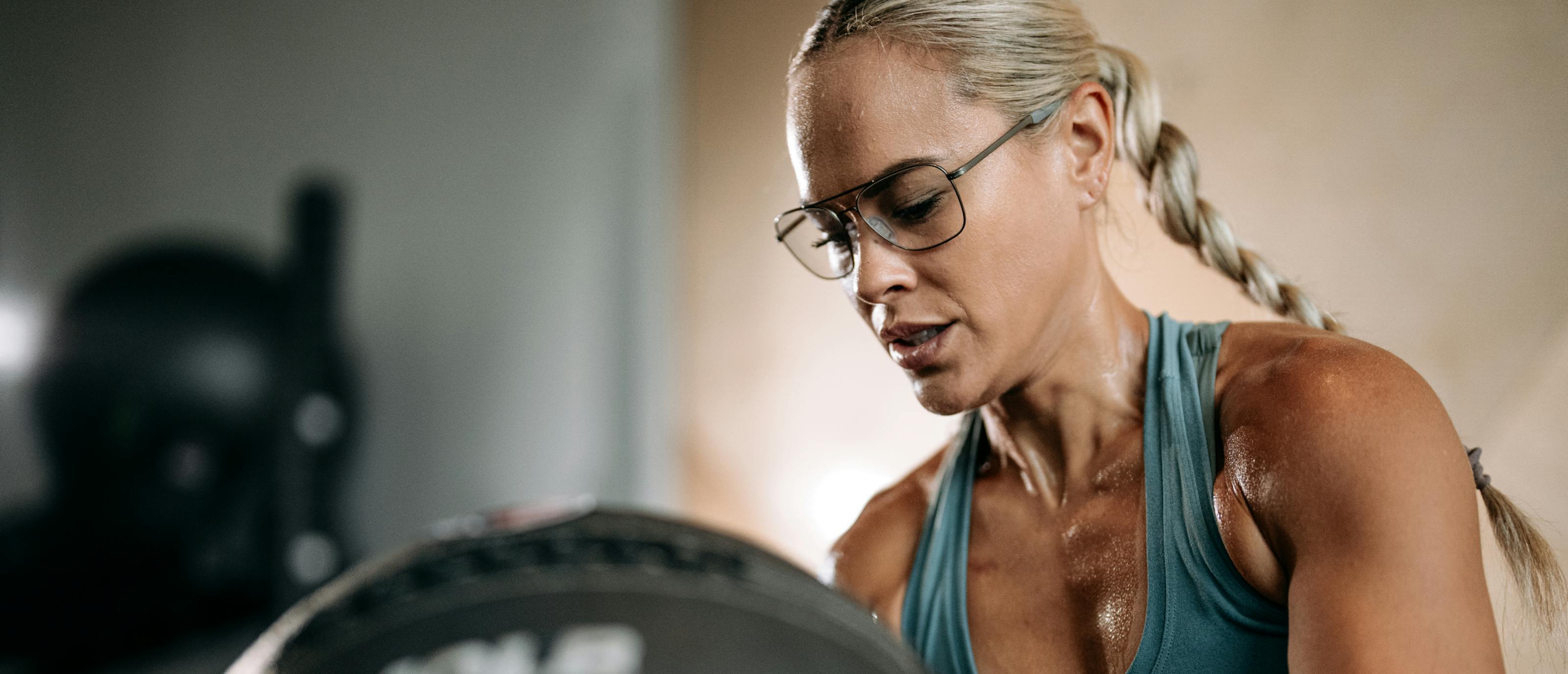 Woman working out with medicine ball