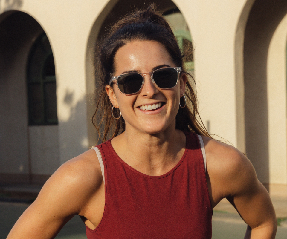 Woman smiling wearing Rory sunglasses