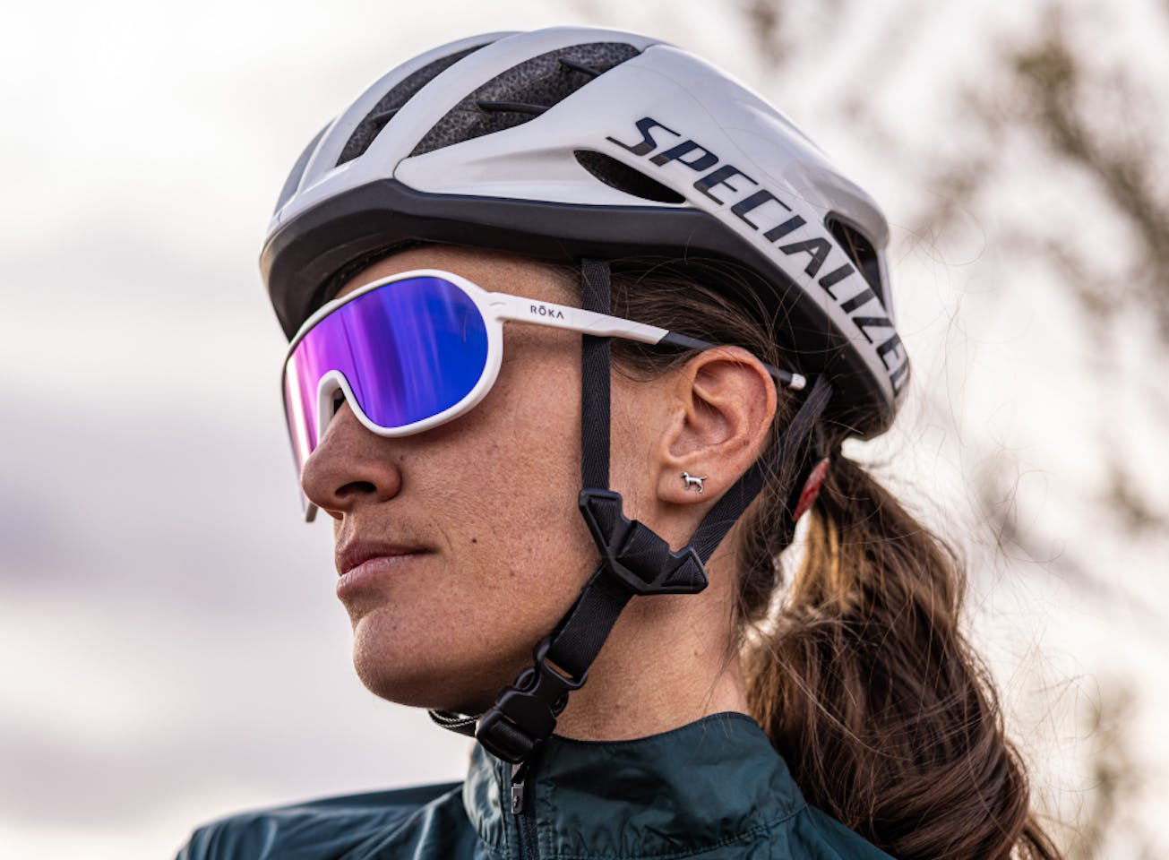 Woman in cycling helmet and San Remo Sunglasses
