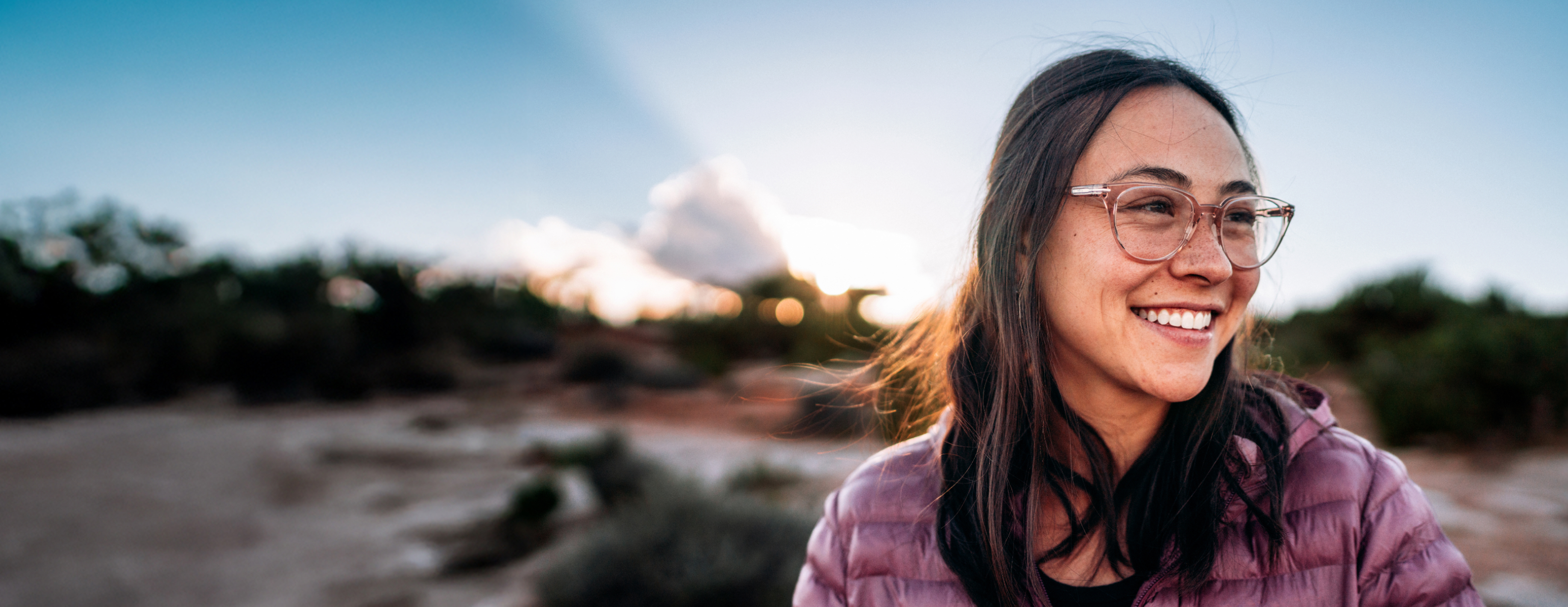 Women camping in eyeglasses