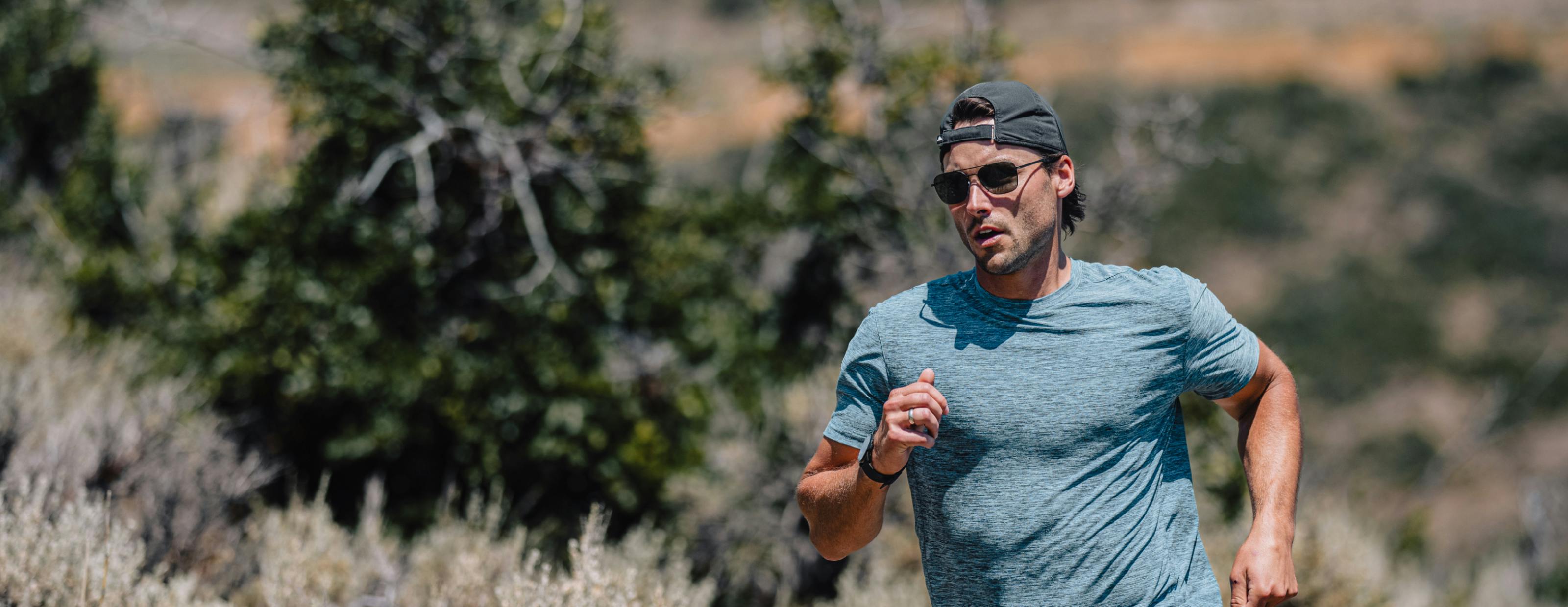 Man running in desert