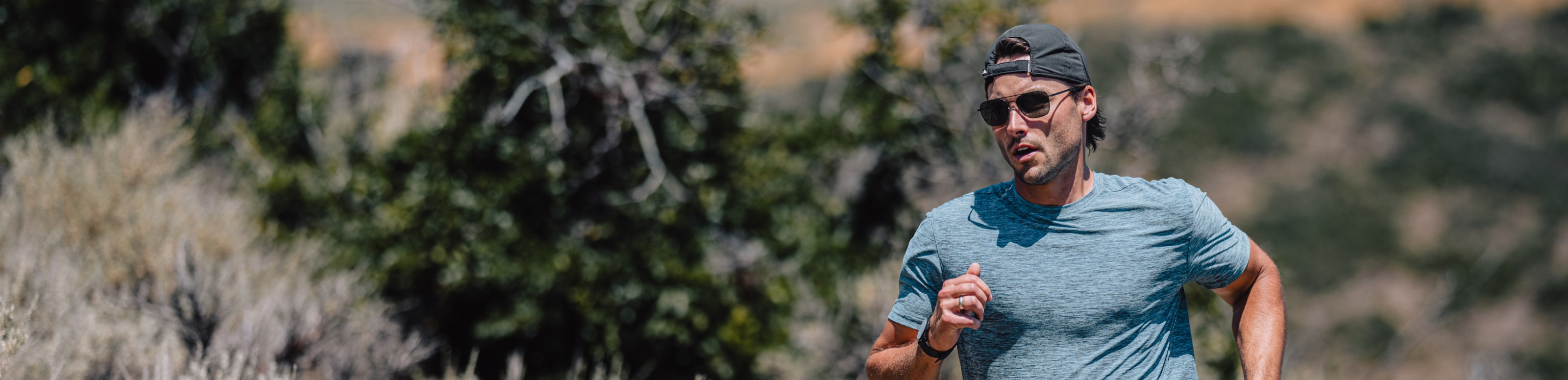 Man running in desert