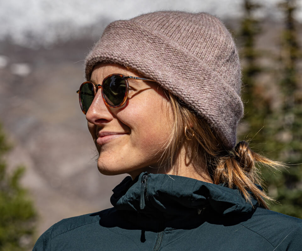 Woman wearing beanie and Alto Sunglasses