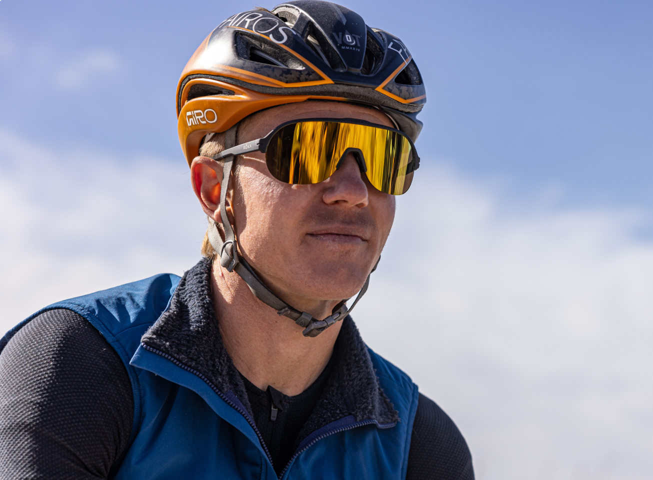 Man with Cycling helmet and San Remo Air Sunglasses